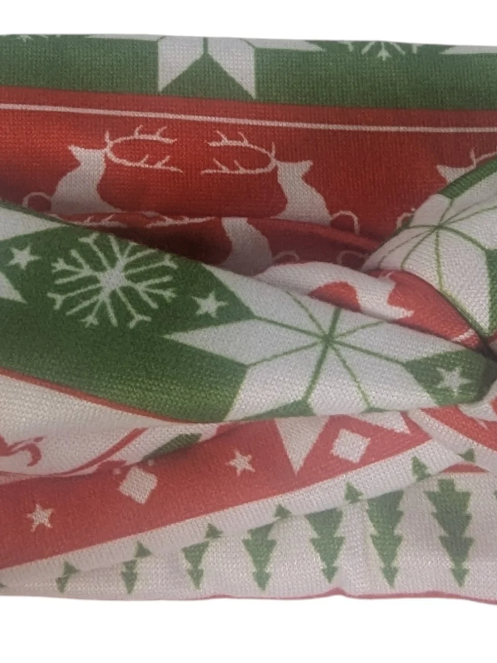 NEW Holiday Twist Headband One Size Red Green Reindeer Snowflakes